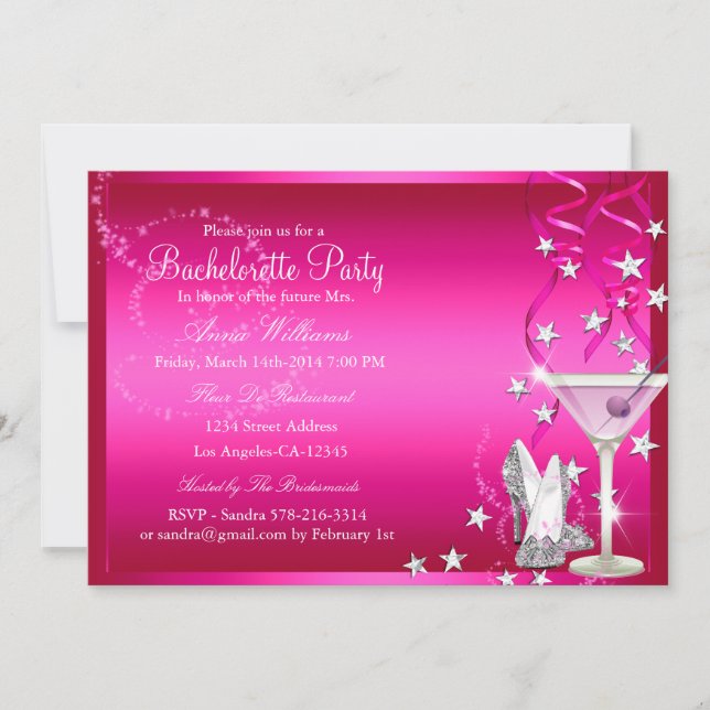 Invitation du parti Pink Sparkle Bachelorette (Devant)