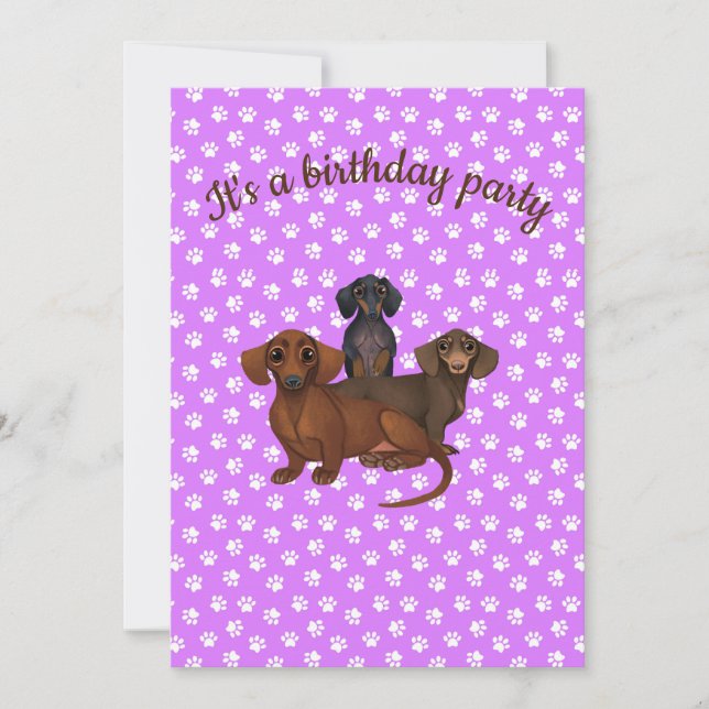 Invitation du parti Purple Dachshund (Devant)