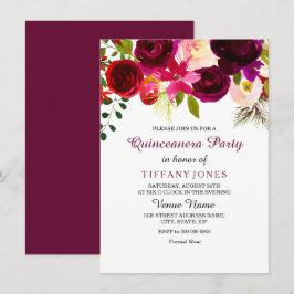 Invitation du Parti Quinceanera de la Fleur Rouge 