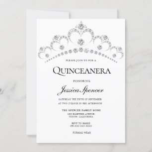 Invitation du parti Silver Diamond Tiara Quinceane
