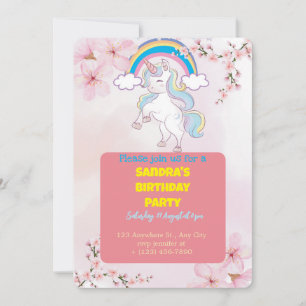 Invitation du Parti Unicorn Fille personnalisée