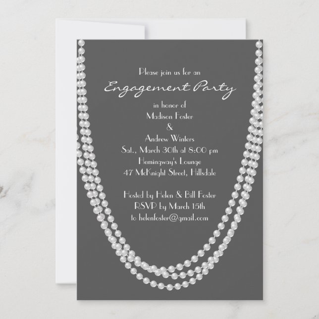Invitation du Pearl Engagement Party des années 19 (Devant)