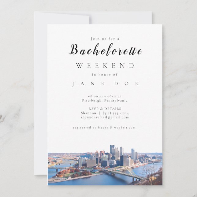 Invitation du Pittsburgh Bachelorette Party (Devant)