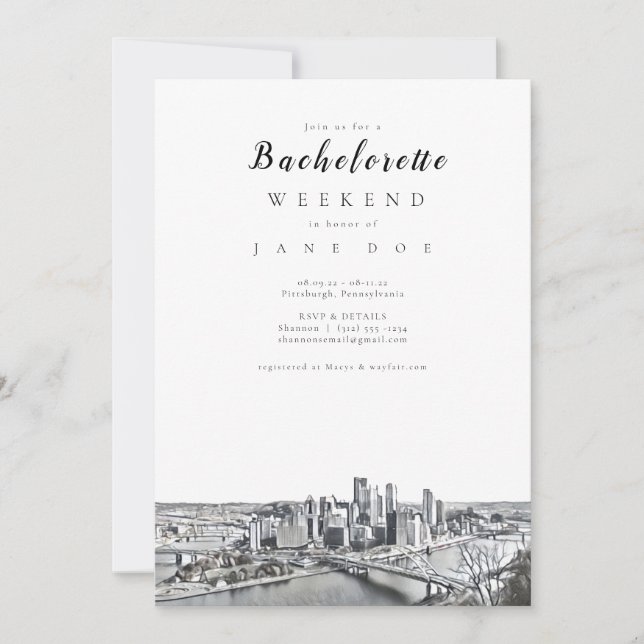Invitation du Pittsburgh Bachelorette Party (Devant)