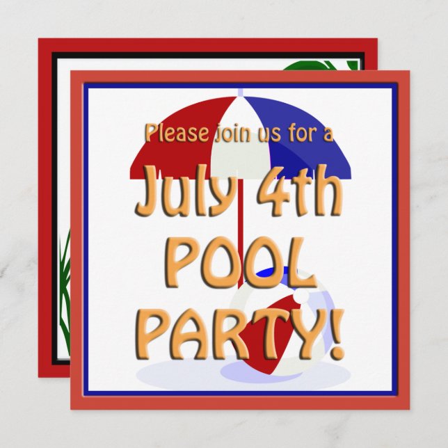 Invitation du Pool Party du 4 juillet (Devant / Derrière)