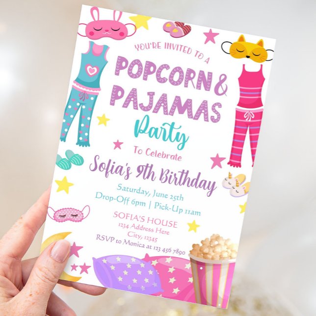 Invitation du Popcorn et du Pajamas Party (Créateur téléchargé)