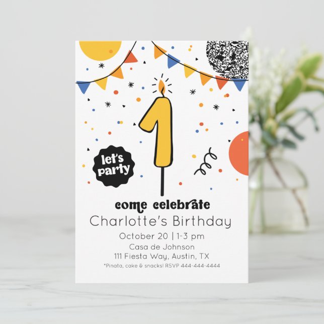 Invitation du premier anniversaire de chandelle Do (Debout devant)