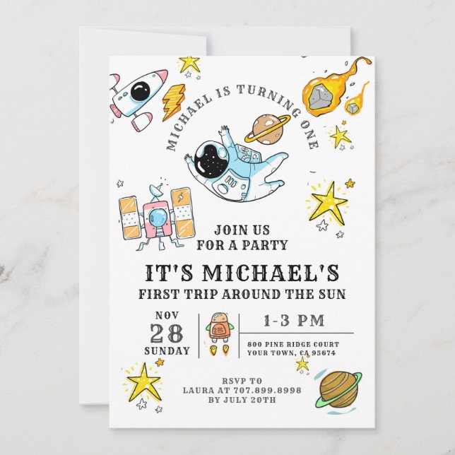 Invitation du premier anniversaire de l'astronaute (Devant)