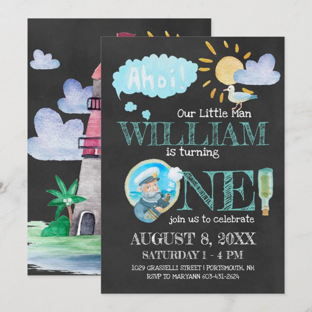 Invitation du premier anniversaire du capitaine na (Devant / Derrière)