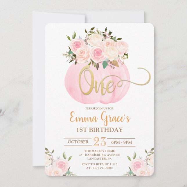 Invitation du premier anniversaire du Citrouille f (Devant)