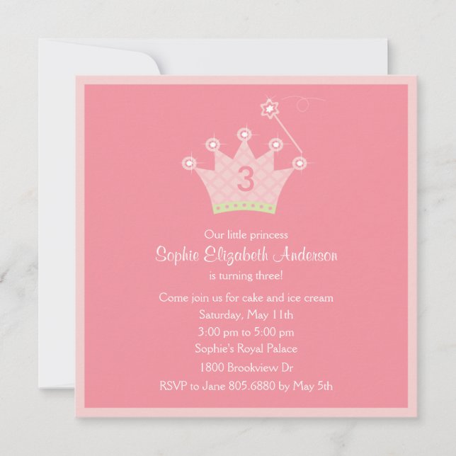 Invitation du Princess Party (Devant)