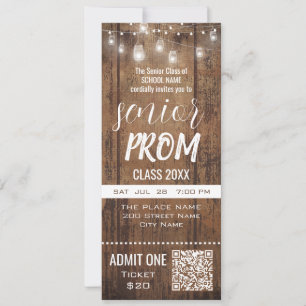 Invitation du Prom Rustic Ticket Party