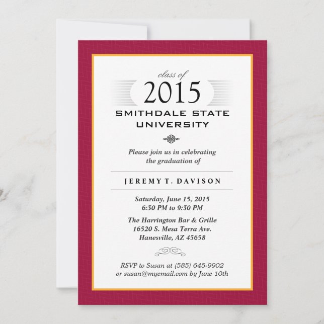 Invitation du Red & Gold Formal Graduation Party (Devant)
