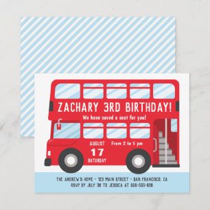 Invitation du Red London Bus Anniversaire de enfan