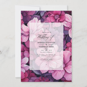 Invitation Du rose au rouge groseille floral printemps mariag