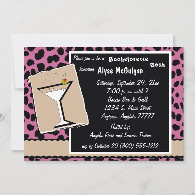 Invitation Du Rose Et Du Lait À La Fête Du Leopard (Devant)