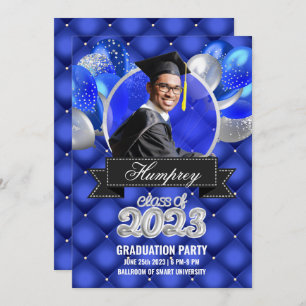 Invitation du Royal Blue and Silver Graduation Par