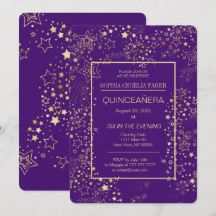 Invitation du Royal Purple and Gold Quinceañera Pa