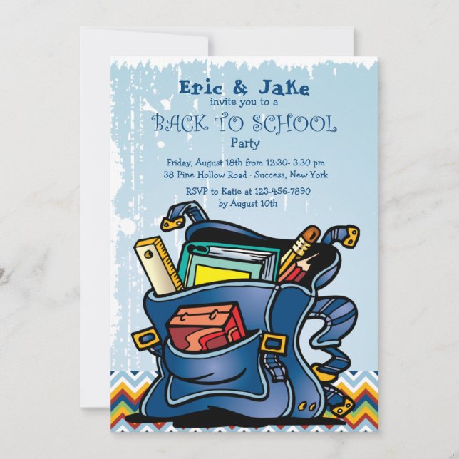 Invitation du sac à dos de l'école (Devant)