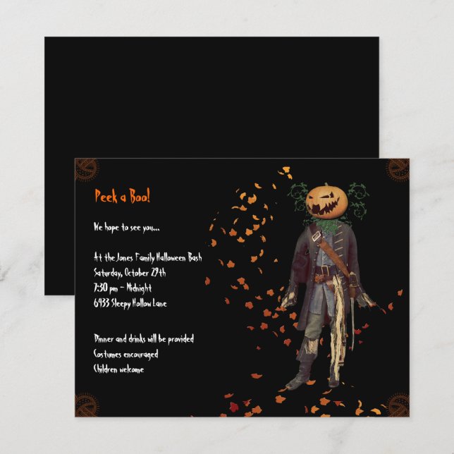 Invitation du Scarecrow Jack Halloween Party (Devant / Derrière)