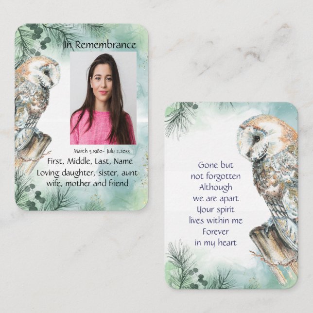 Invitation du service commémoratif Aquarelle Choue (Devant / Derrière)