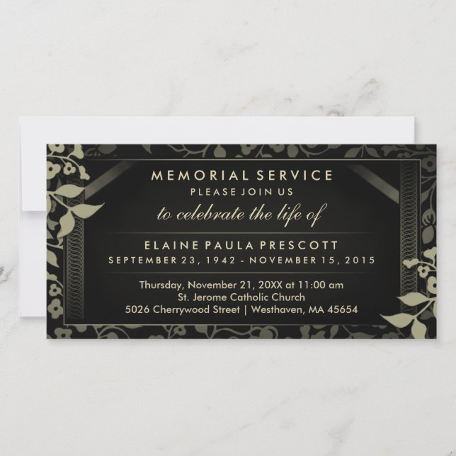 Invitation du service de mémorial Floral Black & G (Devant)
