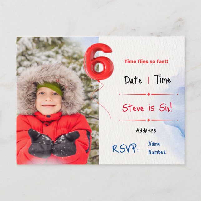 Invitation du sixième anniversaire du garçon (Devant)