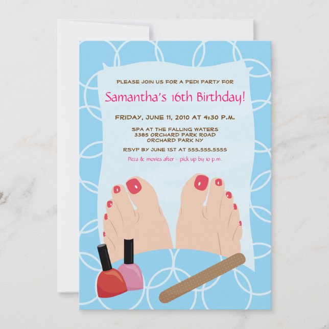 Invitation du spa PEDICURE Pedi Party 5x7 (Devant)