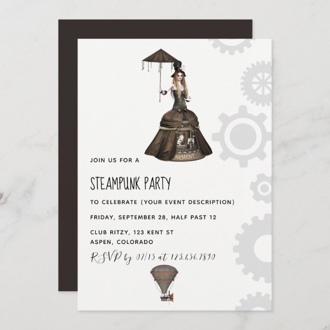 Invitation du Steampunk Party (Devant / Derrière)