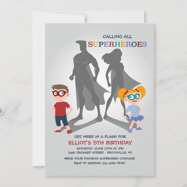 Invitation du Superheroes Party (Devant)