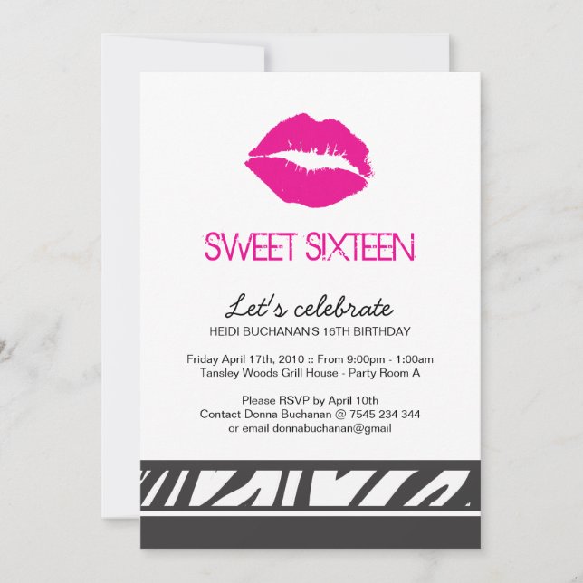 Invitation du Sweet sixteen (Devant)