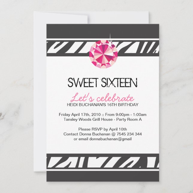 Invitation du sweet sixteen Party (Devant)