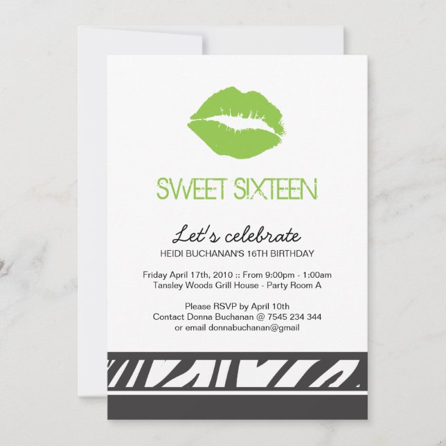 Invitation du sweet sixteen Party (Devant)