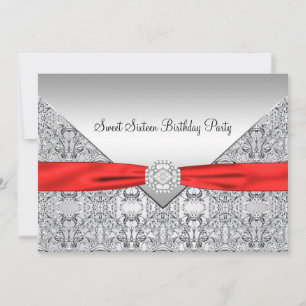 Invitation du Sweet sixteen Red Bow