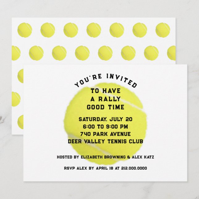 Invitation du Tennis Party (Devant / Derrière)