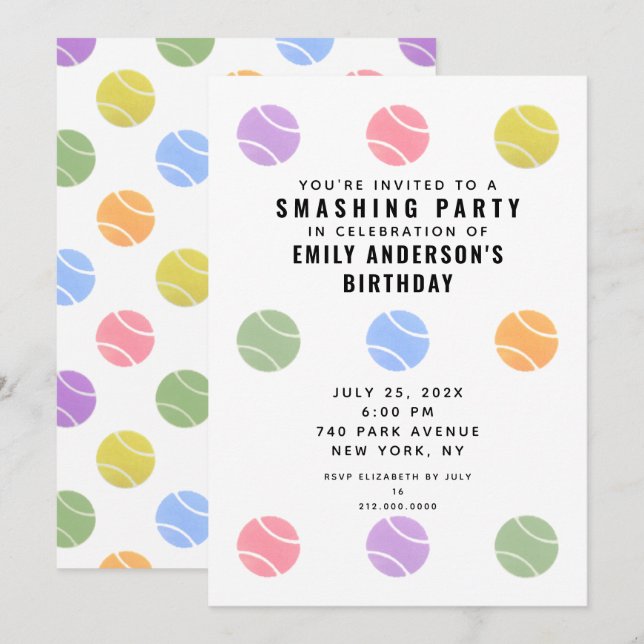 Invitation du Tennis Party (Devant / Derrière)