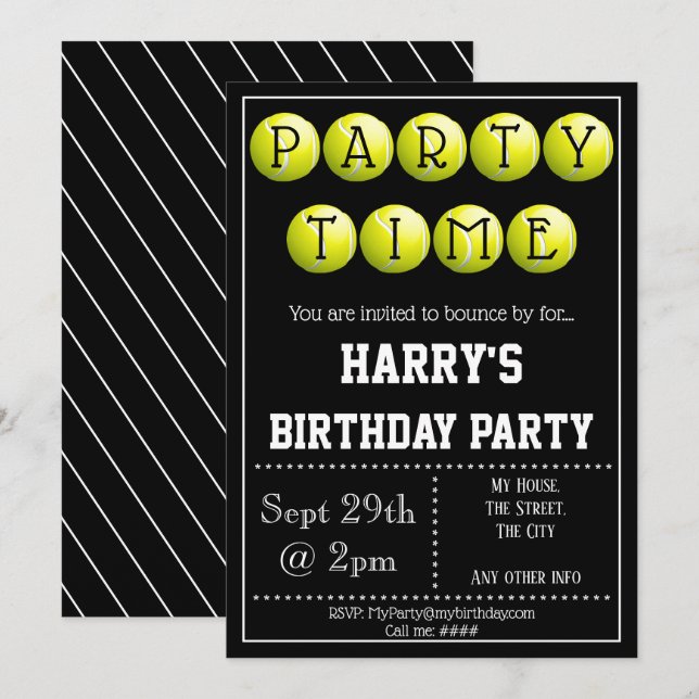 Invitation du Tennis Party (Devant / Derrière)