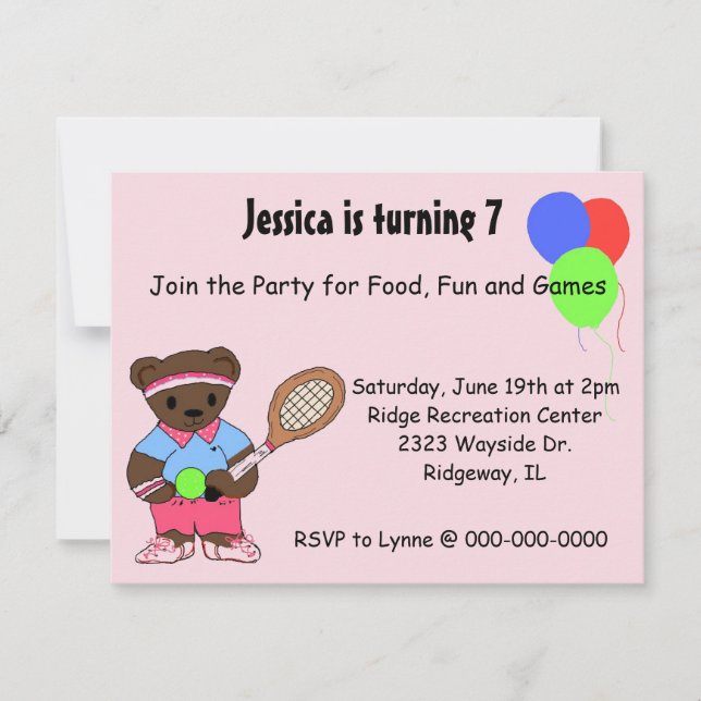 Invitation du Tennis Party (Devant)