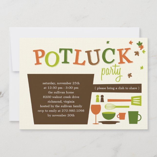 Invitation du Thanksgiving Potluck Party (Devant)