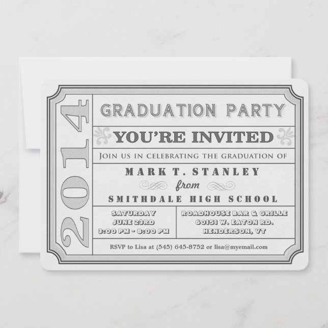 Invitation du Ticket Style 2014 Grey Graduation Pa (Devant)