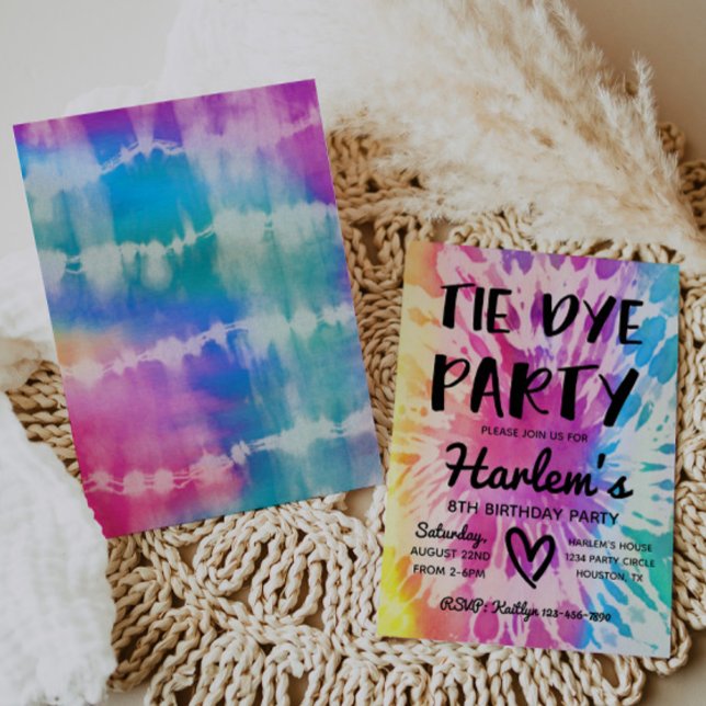 Invitation du Tie Dye Party | Anniversaire de Tie  (Créateur téléchargé)