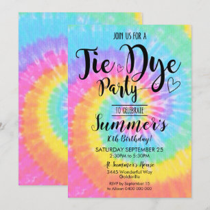 Invitation du Tie Dye Party Hippy Tie Dye