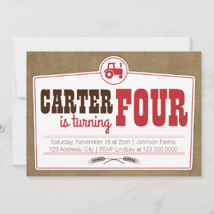 Invitation du tracteur de pays rouge