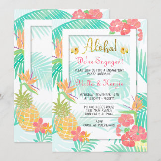 Invitation du Tropical Luau Aloha Engagement Party