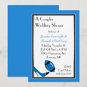 Invitation du Wedding shower de football bleu et n