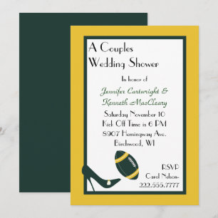 Invitation du Wedding shower de football vert et j