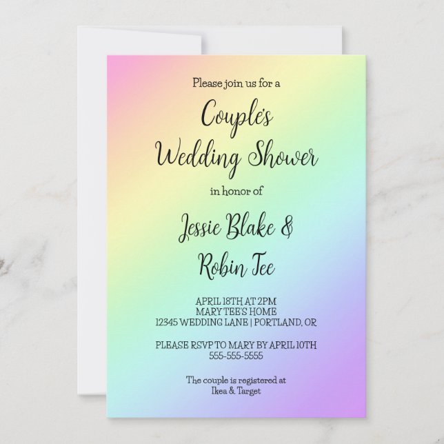 Invitation du Wedding shower Pastel Rainbow Gradie (Devant)