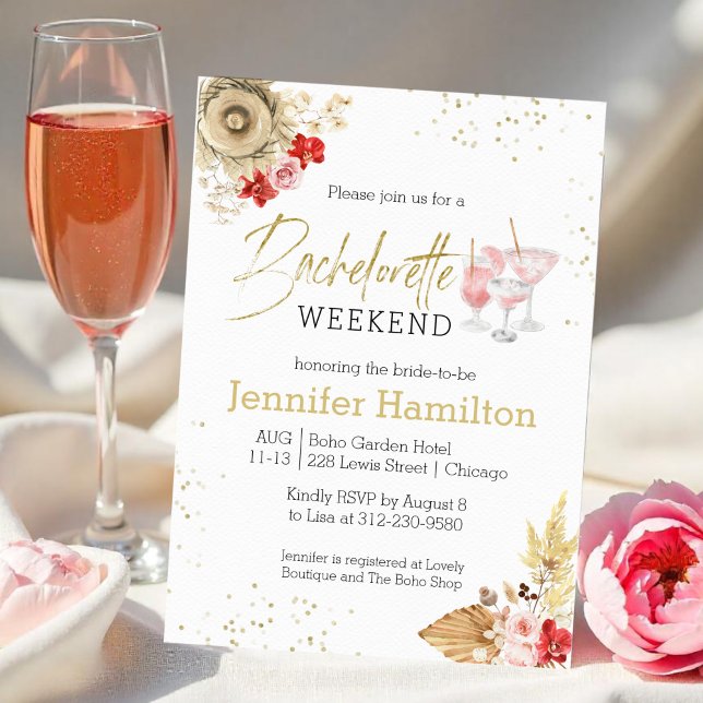 Invitation du week-end de bachelorette | Boho aqua (Créateur téléchargé)