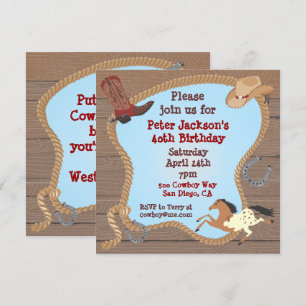 Invitation du Western Cowboy Lasso Party
