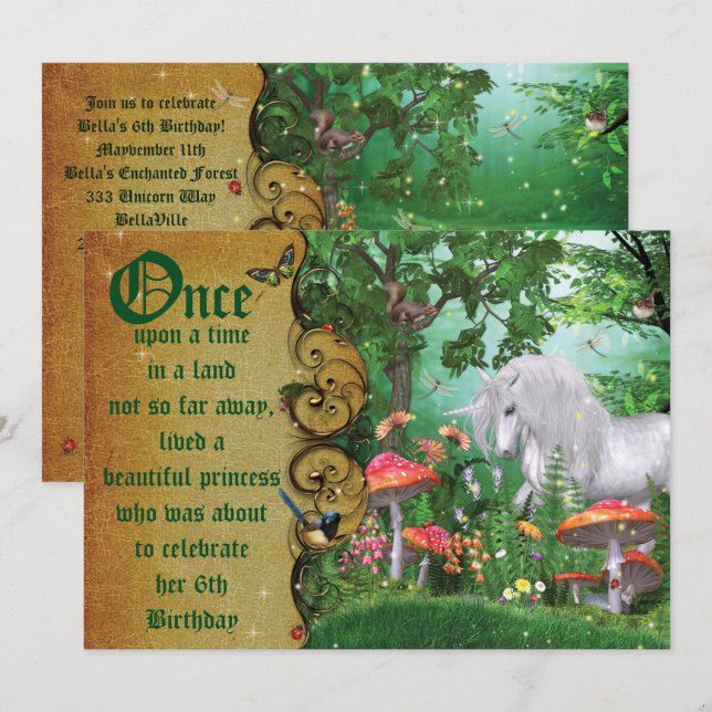 Invitation du Woodland Fairy Forest Party (Devant / Derrière)